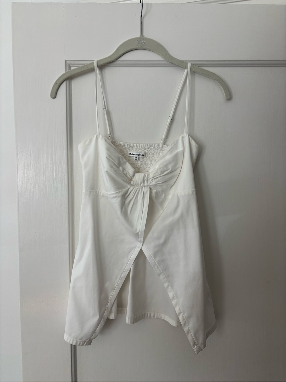Reformation White Twist-Front Spaghetti Strap Cami